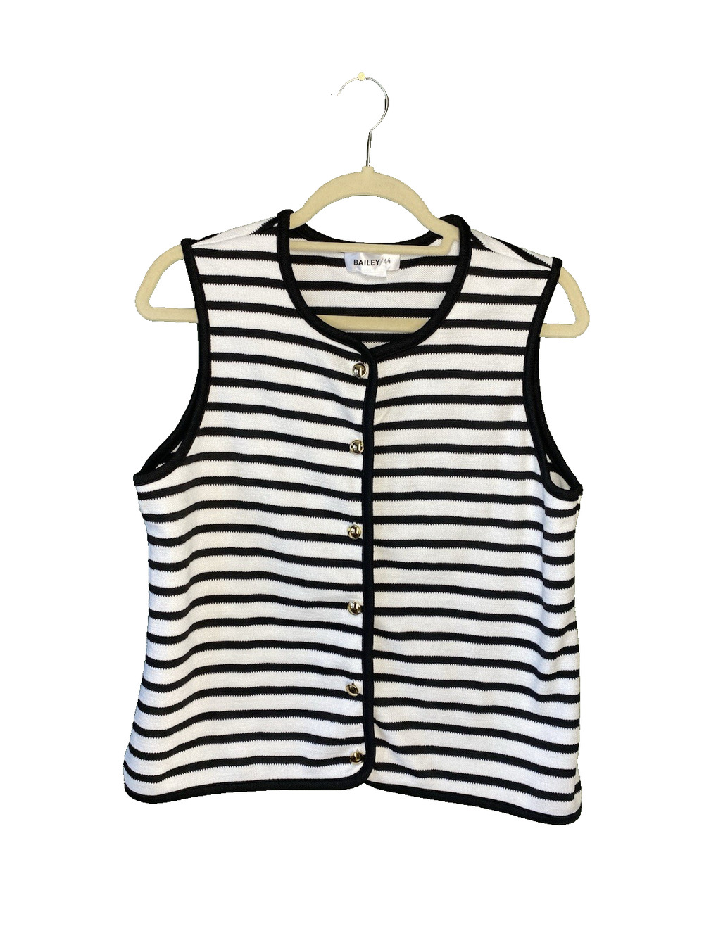 BAILEY 44 Tank Top Vest Womens Large* Old Money Preppy Striped Button Front Top